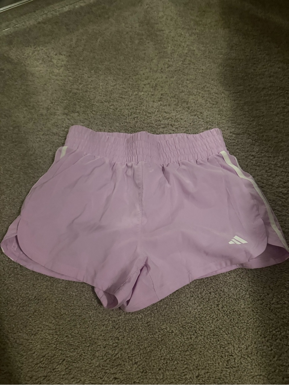 Women’s Adidas Purple Athletic Shorts with White Trim